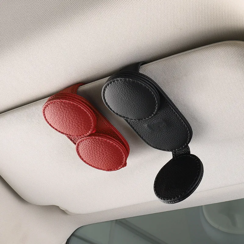 Echtleder-Brillenclip fürs Auto, Multifunktionaler Kartenhalter, Sonnenbrillen-Aufbewahrung, Innenraum-Organizer