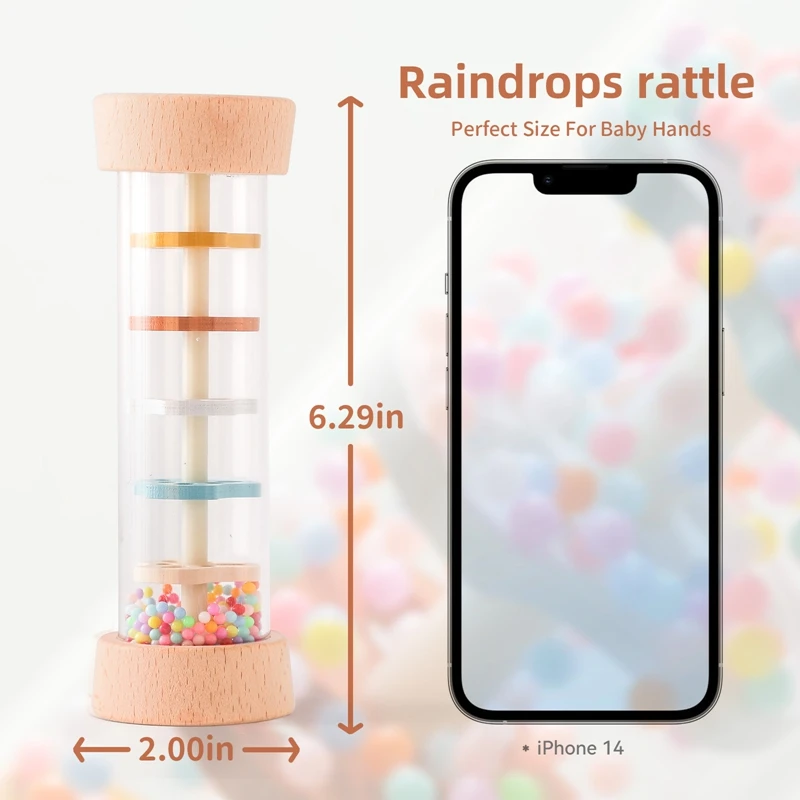 Montessori Toy Baby Rain Stick Rainbow Hourglass Rain Music Rattle Toy Kids Simulation Rain Sounder Sensory Educational Toy Gift