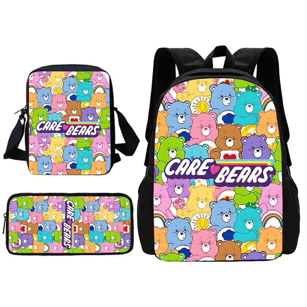 Cute C-Cares Bear Cartoon School Backpack com Shoulder Bag, Lápis Sacos para Meninos e Meninas, melhor presente