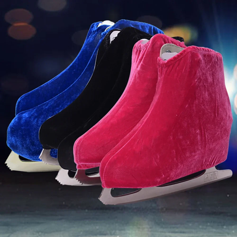 Chaussures de patinage sur glace pour enfants et adultes, couverture en velours, patins à roulettes, anti-saleté, élastique, anti-meulage, nouveau, 1 paire