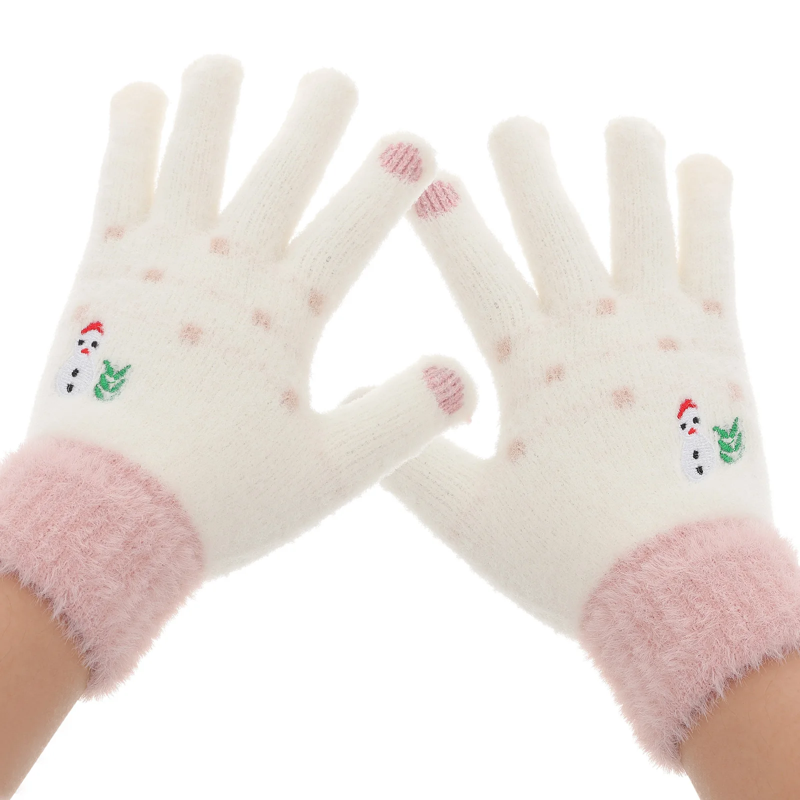 زوج واحد من قفازات الشاشة للنساء بنمط عيد الميلاد، قفازات يد شتوية سميكة للاستخدام في الطقس البارد في الهواء الطلق