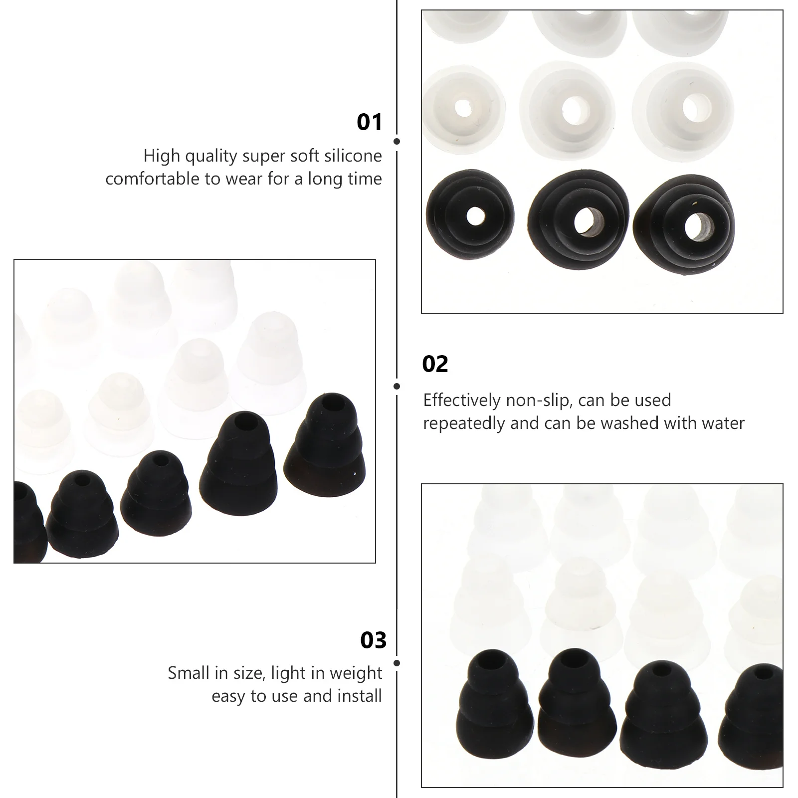 

36Pcs in-Ear Earphone Cover Silicone Tips Soft Skin-Friendly Anti-Slip Secure Fit Easy Install Universal Compatibility Earbuds