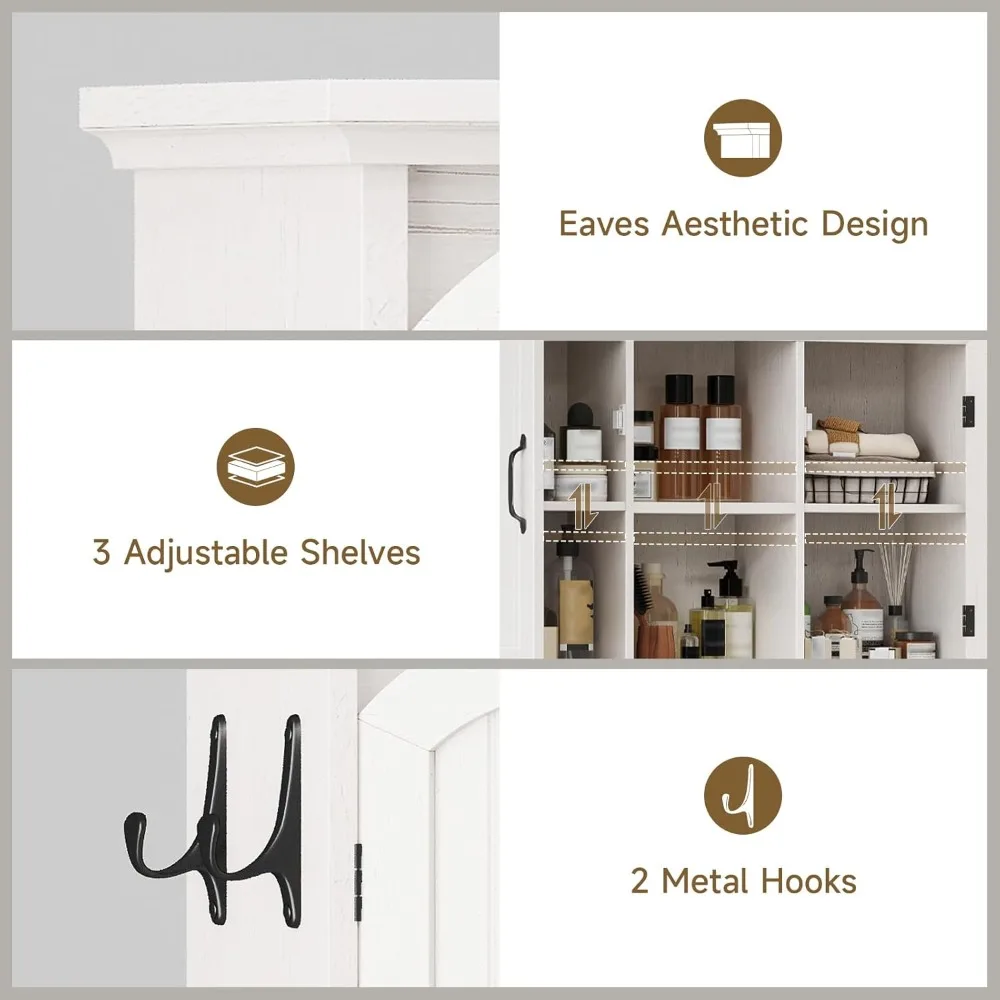

Over The Toilet Storage Cabinet, Bathroom Shelf Organizer with Arched Doors and Toilet Paper Holder Stand, Customized