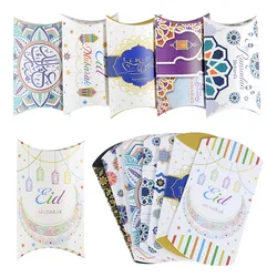 10Pcs Eid Mubarak Candy Box Pillow Shape Ramadan Kareem Gift Box For Cookies Handmade Favors Package Ramadan Decoration 2025