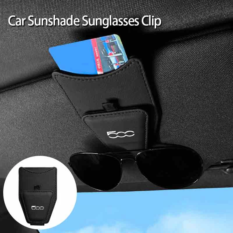 

Car Visor Glasses Holder Leather Sunglasses Bag Card Clip Accessories For FIAT 500 Grande Punto Tipo Stilo UNO Astra Bravo Panda