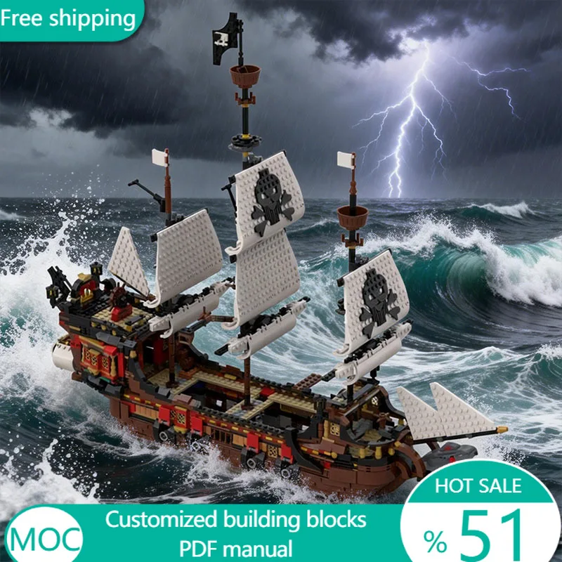 

2405 PCS Medieval Pirates MOC Customize Modular Building Block Brick Simple Creative Design Popular DIY Boys Toy Christmas Gift