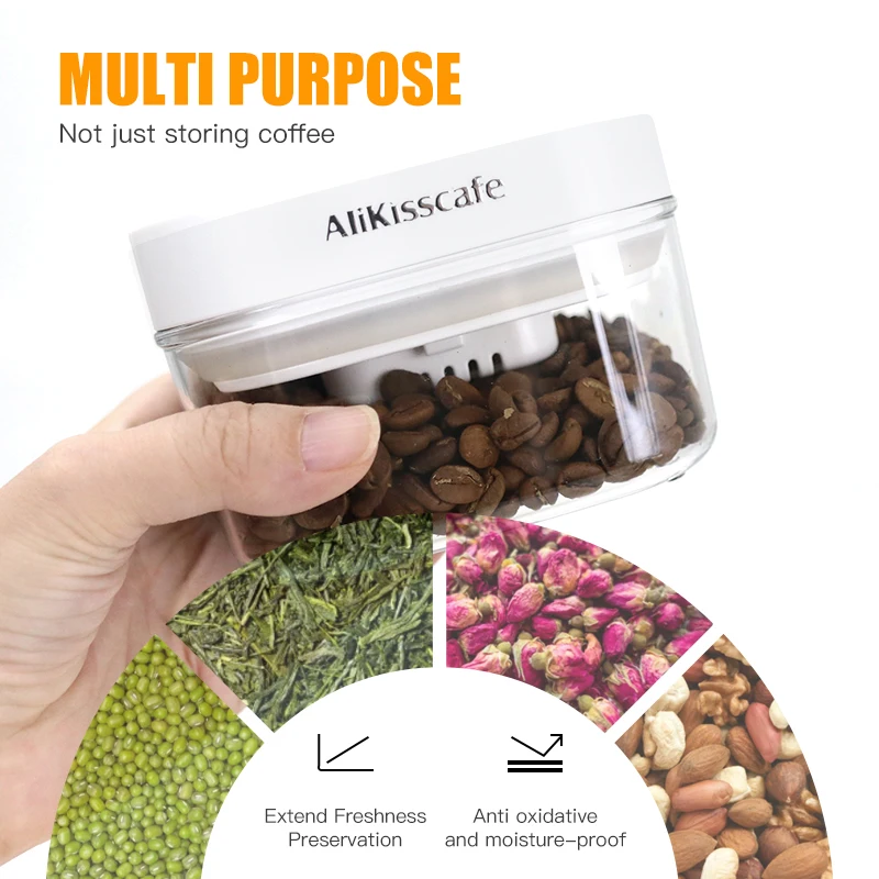 AliKisscafe Contenitore per la conservazione dei chicchi di caffè Barattolo per serbatoio sigillato sottovuoto Lattine per tè Accessori per macchine da caffè espresso Utensili da barista da cucina