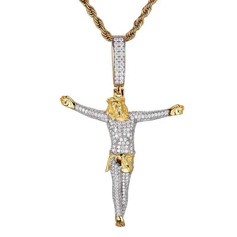 

S925 Стерлингового Серебра Муассанит Проложенный Bling Ice Out ИИСУС ЧАСТЬ Очаровательные Подвески Ожерелья для Мужчин Рэпер Ювелирные Изделия Подарок