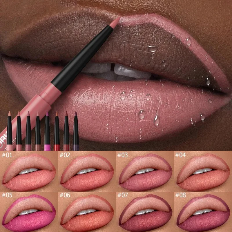 Hot deal: 8 Colors Matte Lip Liner Pen Waterproof Long-Lasting Outline Lipstick Pencil Smudge-Proof Non-stick Cup Nude Lips Contour Makeup