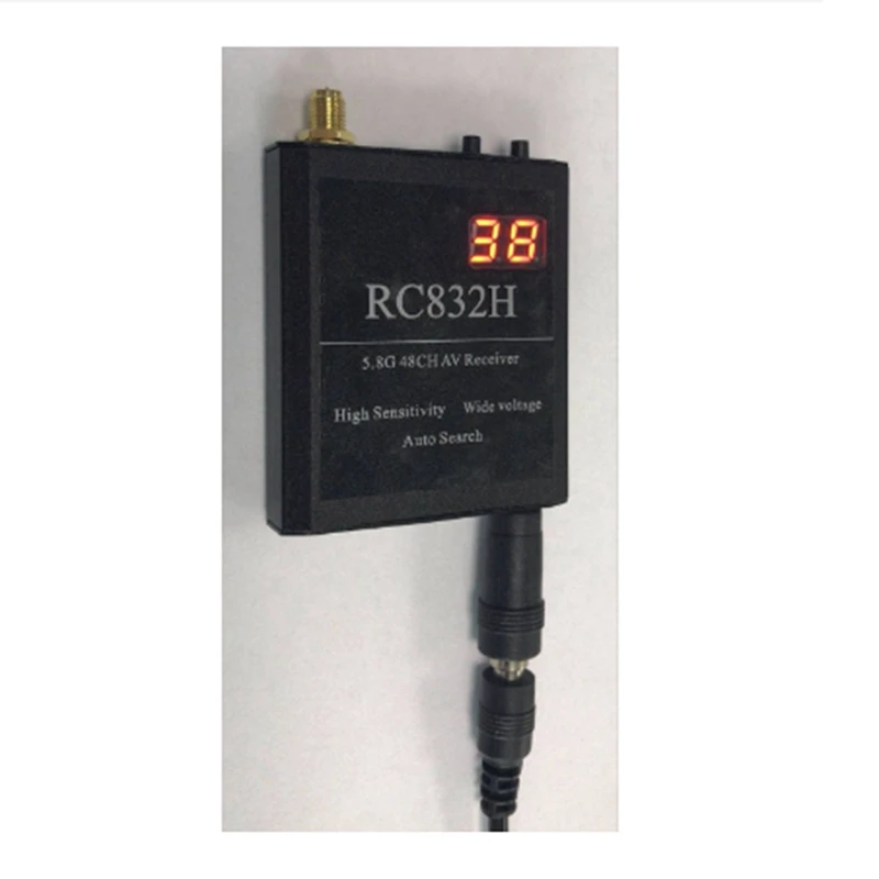 RC832H 5.8G 48CH Video Receiver 12V Automatic Channel Search For TS832 TS5823 TS5828 RC Airplane Helicopter FPV Drone Black