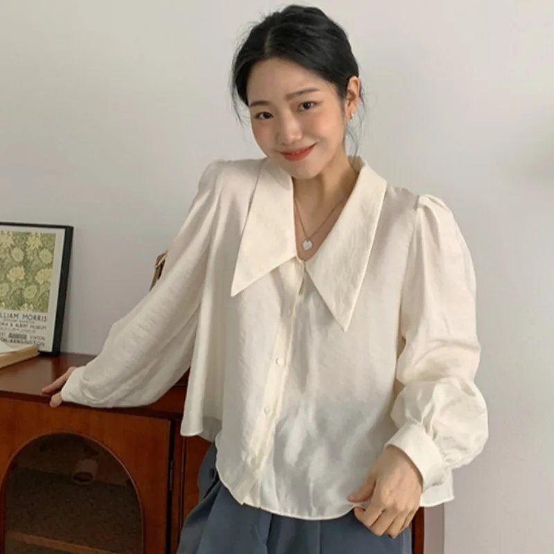 

Шикарный повседневный женский воротник Bubble Sve с воротником на одной пуговице, модный универсальный свободный крой, длинный весенний топ све