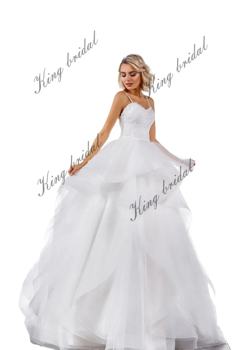 

Tulle Wedding Gown Floral Sweetheart Corset Bridal Gown Bridesmaid Dress Custom Wedding Dresses Spaghetti Strap Wedding Dress