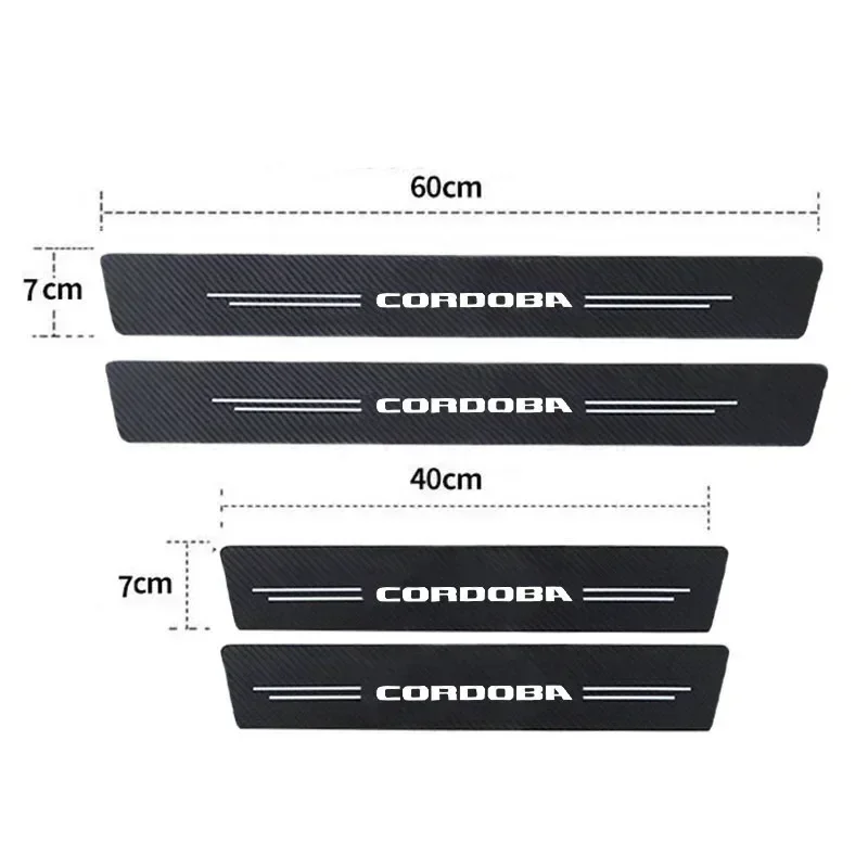 Carbon Fiber Car Decals Door Threshold Stickers for Cordoba Emblem Trunk Sill Pedal Guards Scuff Plate Protective Film For Seat