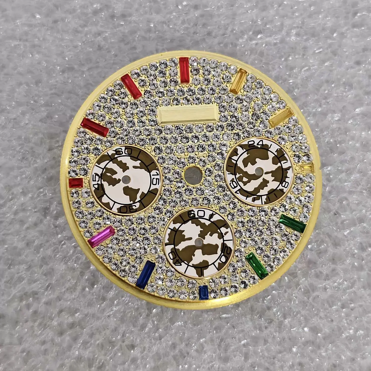 29.5mm Golden Stone Index No Logo No Luminous Watch Dial Fit VK63 Quartz Movement Watch Mod Parts Watch Accessories