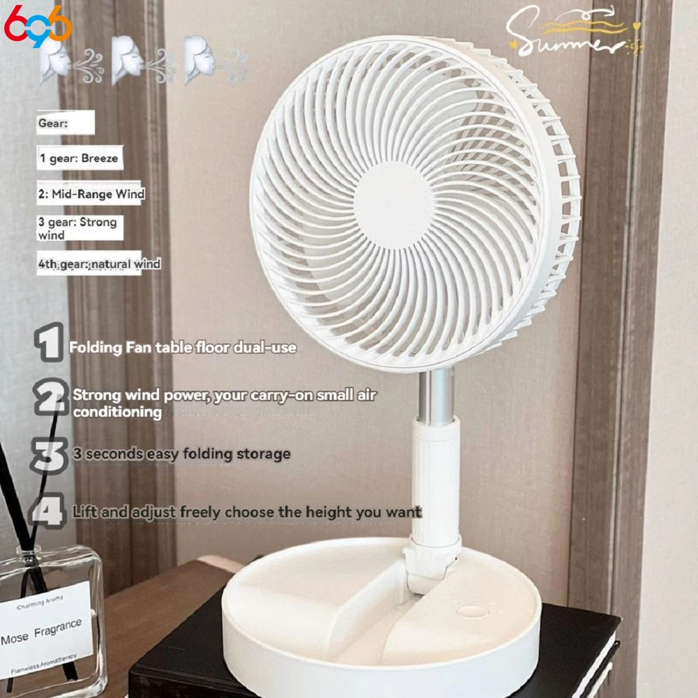 Ventilador de carga de elevación silencioso, ventilador eléctrico de pie plegable para encimera y suelo, cómodo y portátil, novedad de verano, 2024