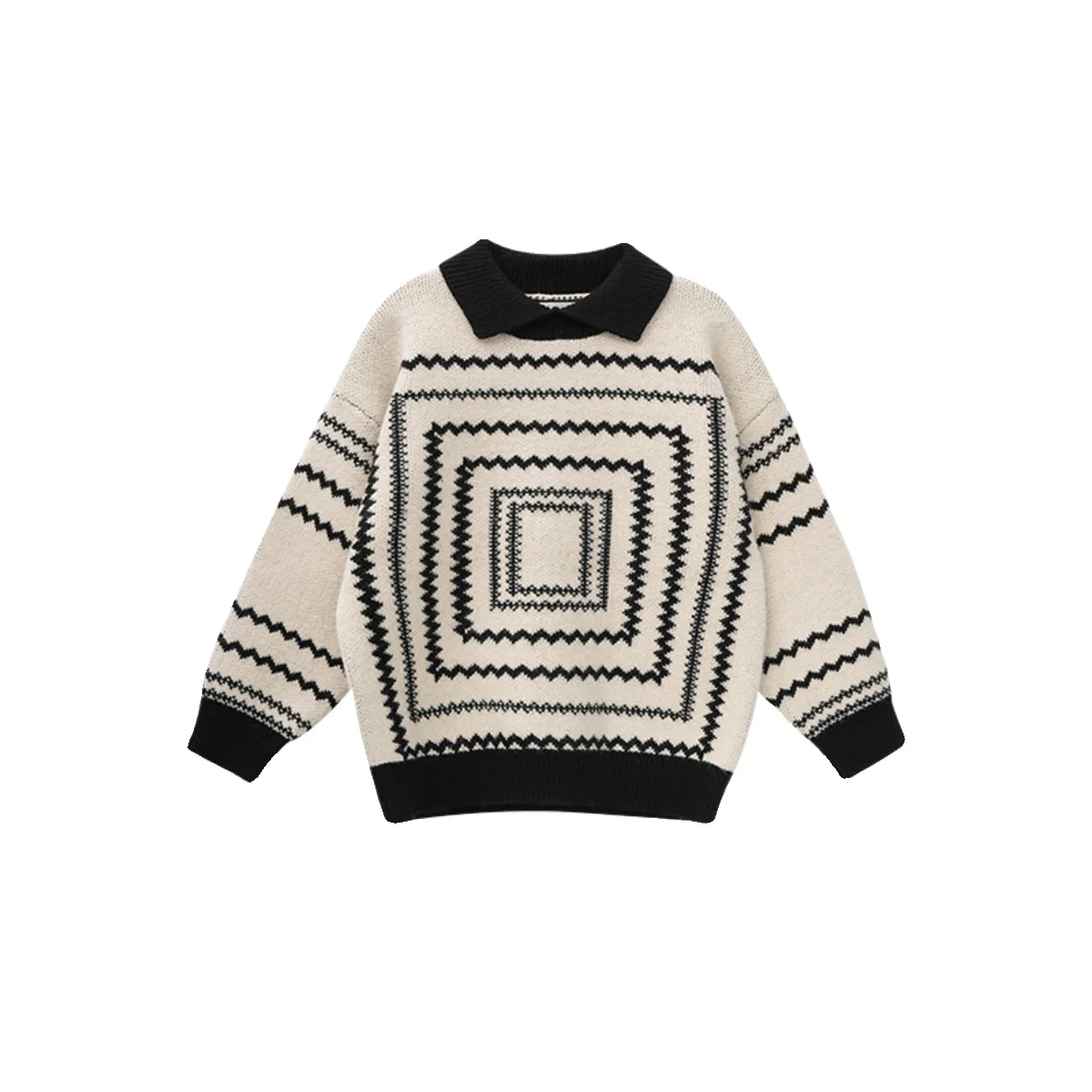 Ins Children Boys Sweater UNITIM Autumn Winter Toddler Kids Boys Polo Collar Knitwear Retro Thicken Warm 2-8Y Boys Pullovers 6