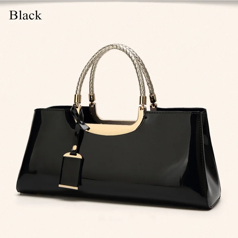 Women Elegant Waterproof Bright Smooth Leather Totes Bag Handbags Messenger Bag Bride Bag Dinner Party Evening Bag for Lady