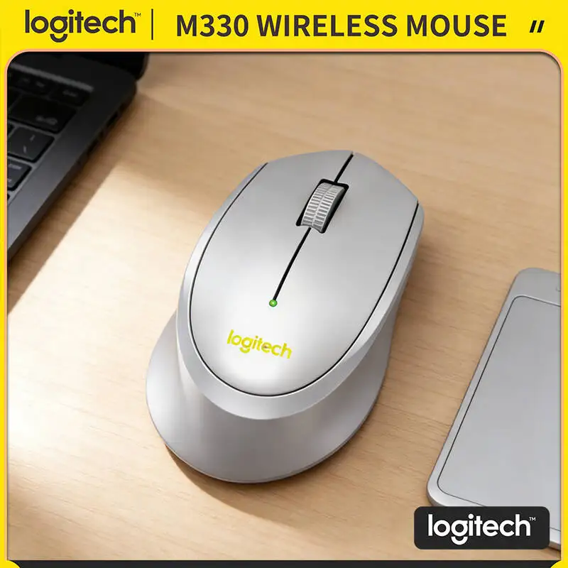 

Logitech M330 Silent Wireless Mouse Portable 2.4GHz USB Receiver Comfort Grip Quiet Click for PC Mac Laptop Home Office Study