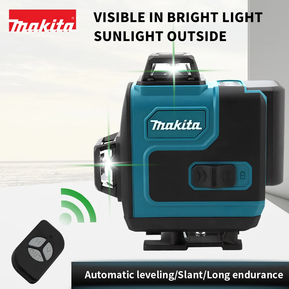 Makita 4D 16 Line Level Tools Green Light Automatic Leveling Remote Control 360° Horizontal And Vertical Cross Laser Level