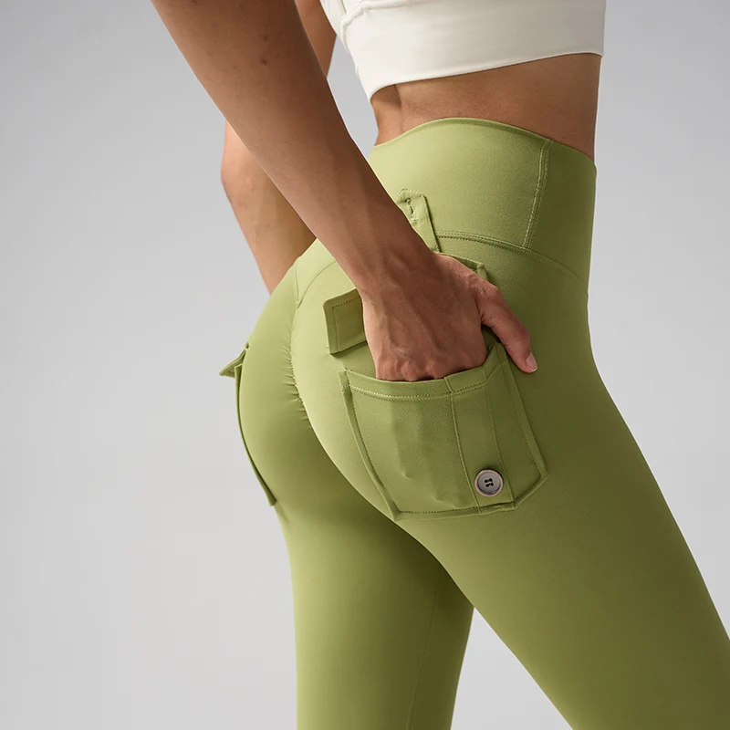 

High Waist Women's Yoga Legging Spandex Sports Breathable No T Line Hip with Pockets for Sports Running Workout Yoga Pant