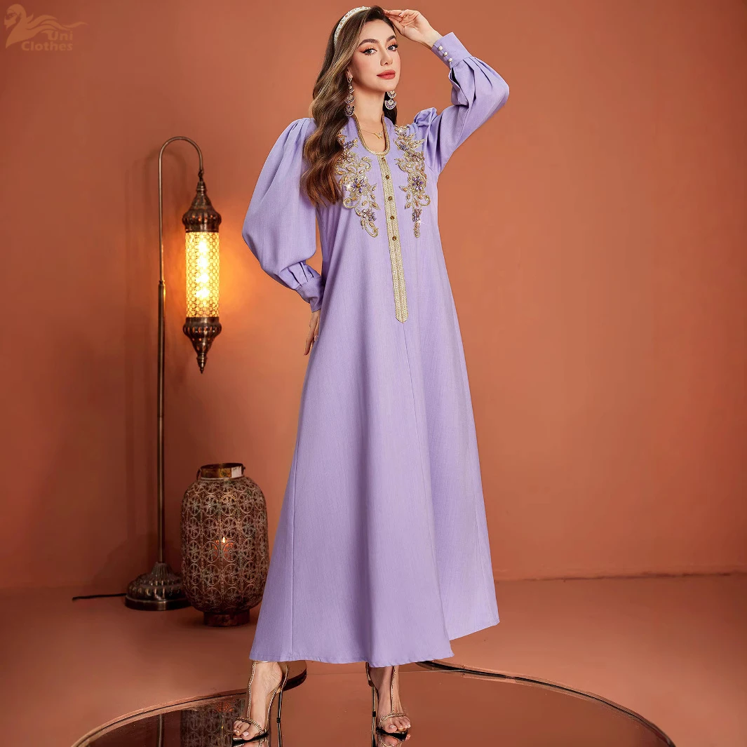 

Luxury Dubai Beaded Abaya Dress Elegant Muslim Women Party Jalabiya Outfit Islamic Holiday Travel New in Turkey Moroccan Kaftan