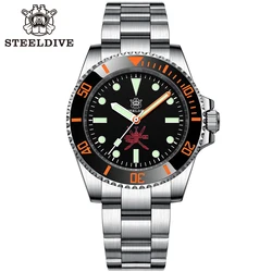 STEELDIVE-SD1954C, reloj mecánico de lujo, espejo sintético, fantasma de agua, 20bar, resistente al agua, bisel de cerámica, suizo luminoso, oficial