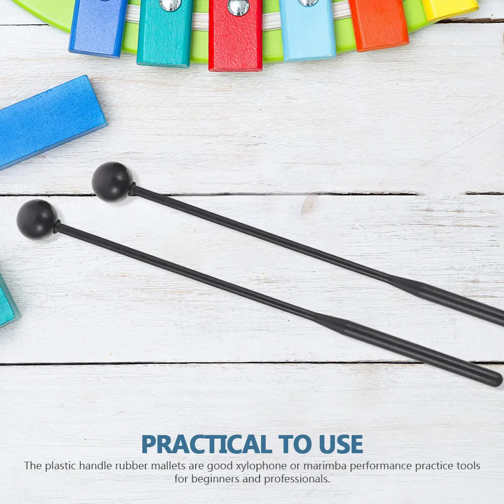 2Pairs Universal Drum Mallets Plastic Rubber Xylophone Percussion Mallets Clear Grip Marimba Drumsticks Music
