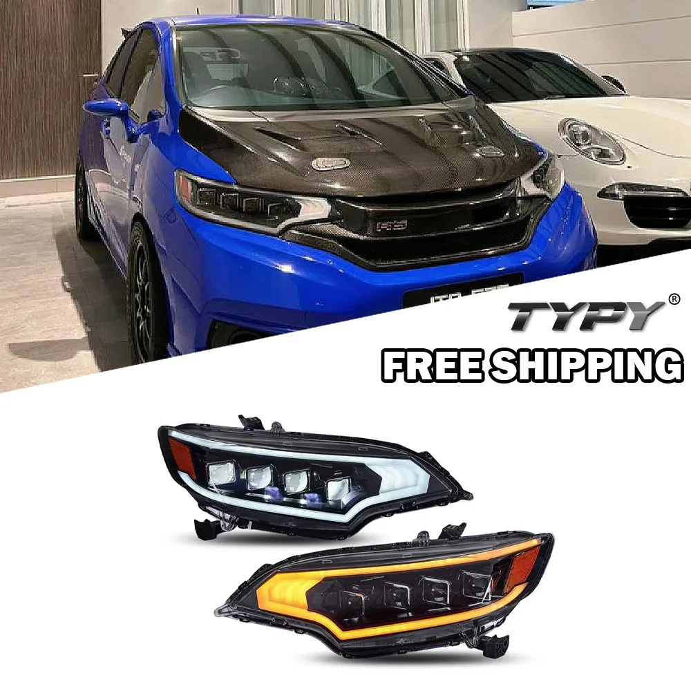 TYPY Car Head Lamps For Honda Fit Jazz GK5 2014-2020 Upgraded LED Headlights Dynamic Turn Siganl Lamp DRL Car Accessories