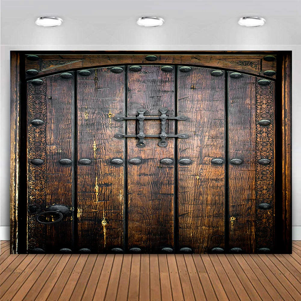 Medieval Theme Party Decoration Old Wooden Door Panel Backdrop Castle Wall Vintage Historical Keepers Of The Kingdom Background