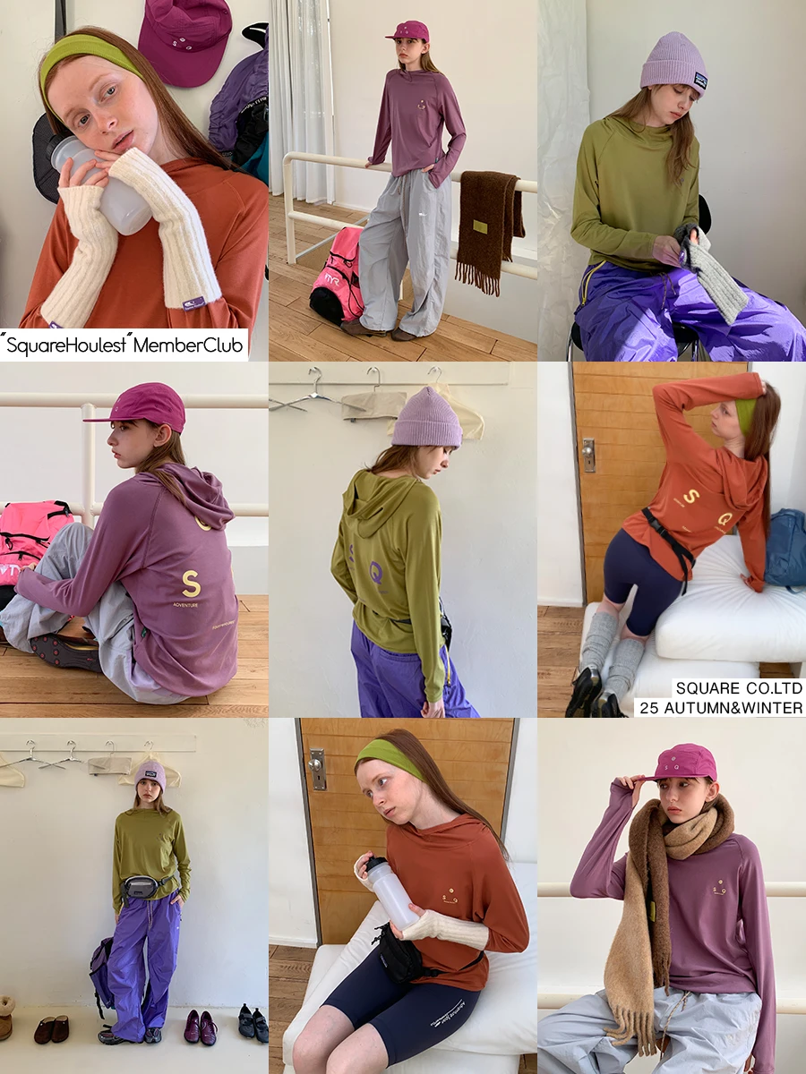 Square Houlest Women's Long Sleeve Hoodie Soft Skin-Friendly Outdoor Cycling Sporty Print Versatile Comfortable Rallotton Fiber