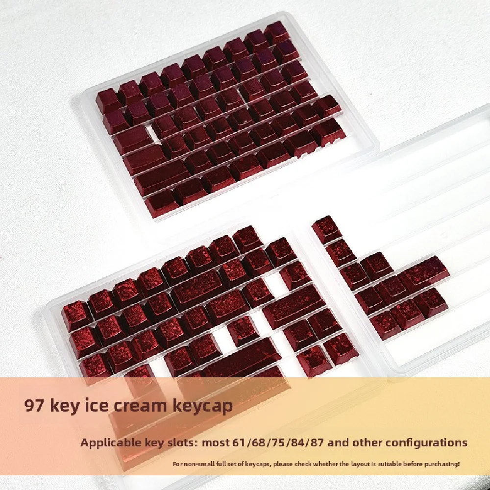

KUXM Frost Red 97 PBT Side-Engraved Backlit Metal Texture Keycaps OEM Height For Wooting60HE