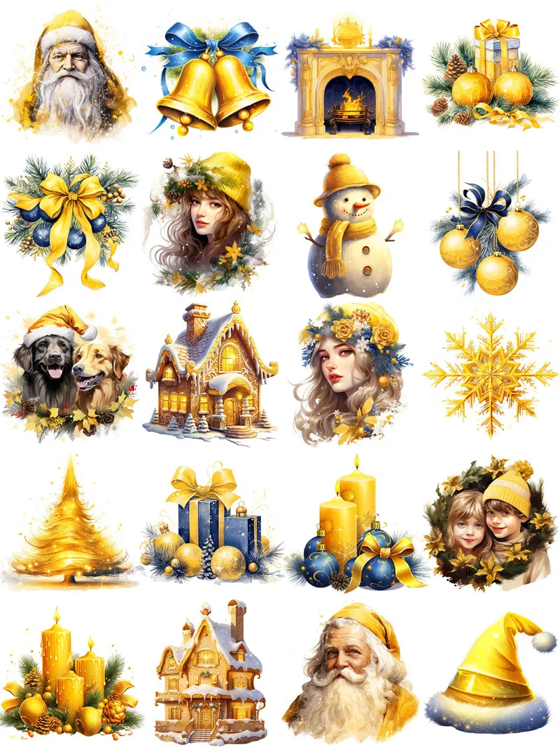 Yellow Christmas Stickers Crafts And Scrapbooking stickers kids toys book Decorative sticker DIY Stationery