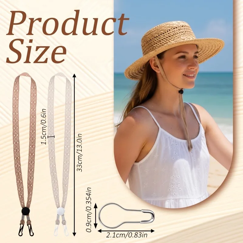 1/2PCS Elastic Hat Retainer Anti-lost Windproof Hat Strap Adjustable Hat Chin Cord Removable Hat Wind Rope Sun Hat Lanyard
