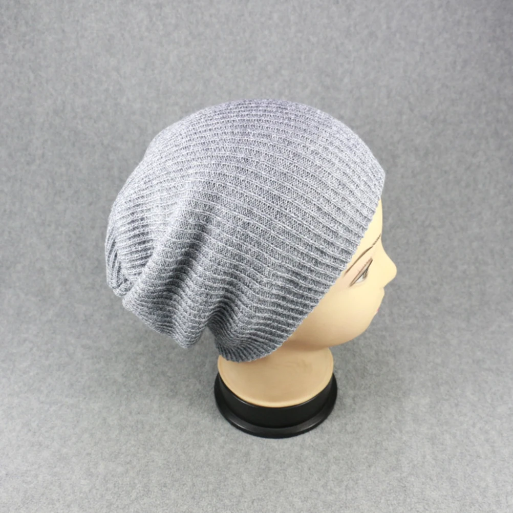

Fashionable Unisex Winter Hat Knitted Beanie Warm Ski Cap Hip- For Men Women Machine Washable Light Gray Loose
