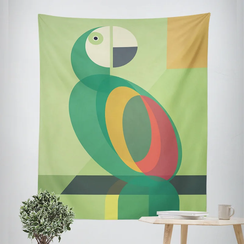 Abstract Botanical Morandi Tapestry Geometric Figures Cafe Bar Wall Cloth Home Decor Tapestry Machine Washable