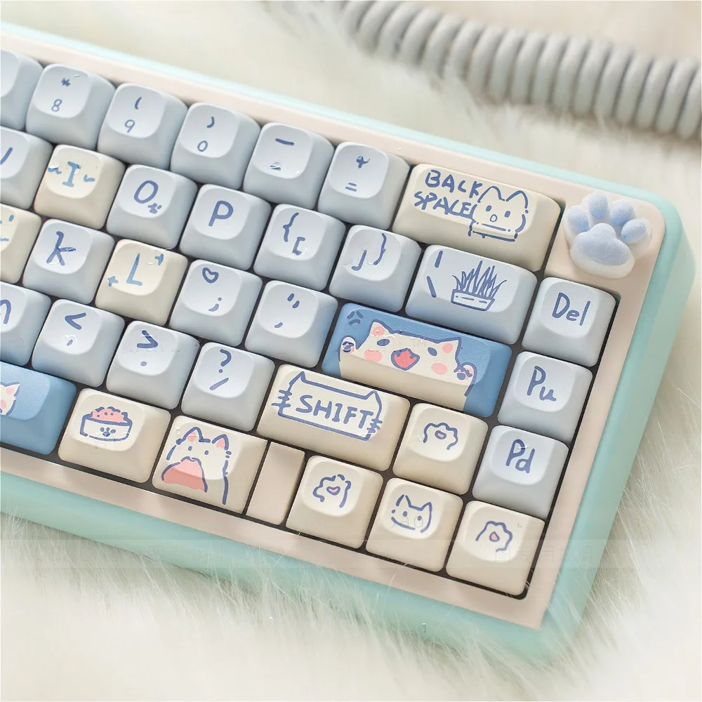 

Blue Meow 114-key PBT MOA/MOC keyboard keycaps, suitable for custom mechanical keyboard accessories