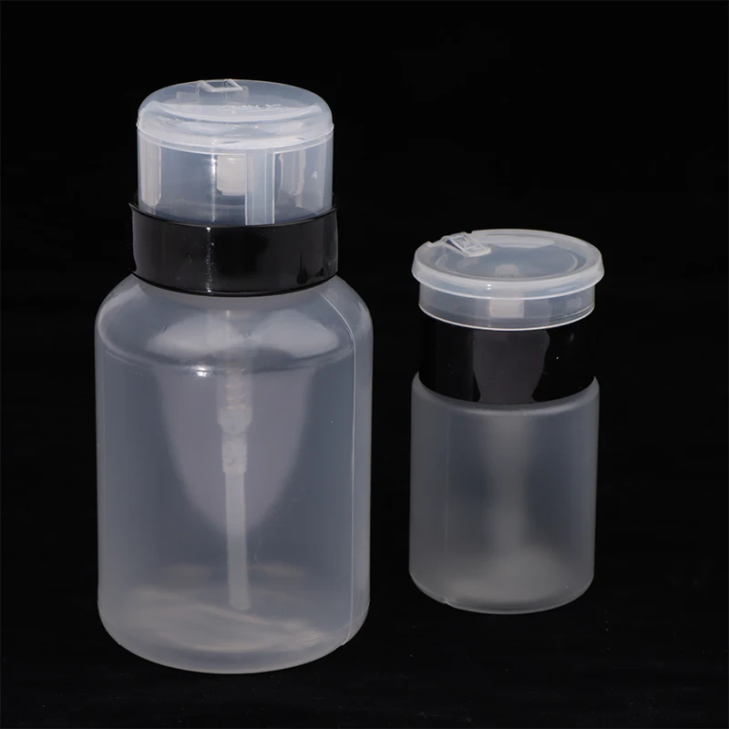 1Pc 60/200ml Empty Press Nail Bottle Pump Dispenser Plastic Polish Portable Liquid Makeup Remover Cleaner Manicure Tool