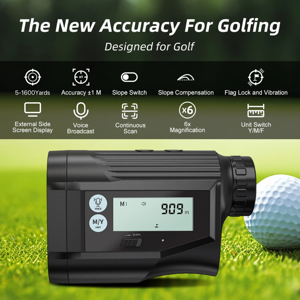 Nohawk New Golf Range Finder with Slope Switch 1600 Yards Rangefinder Disc Golf Flag-Locking USB-C Rechargeable for Golfing