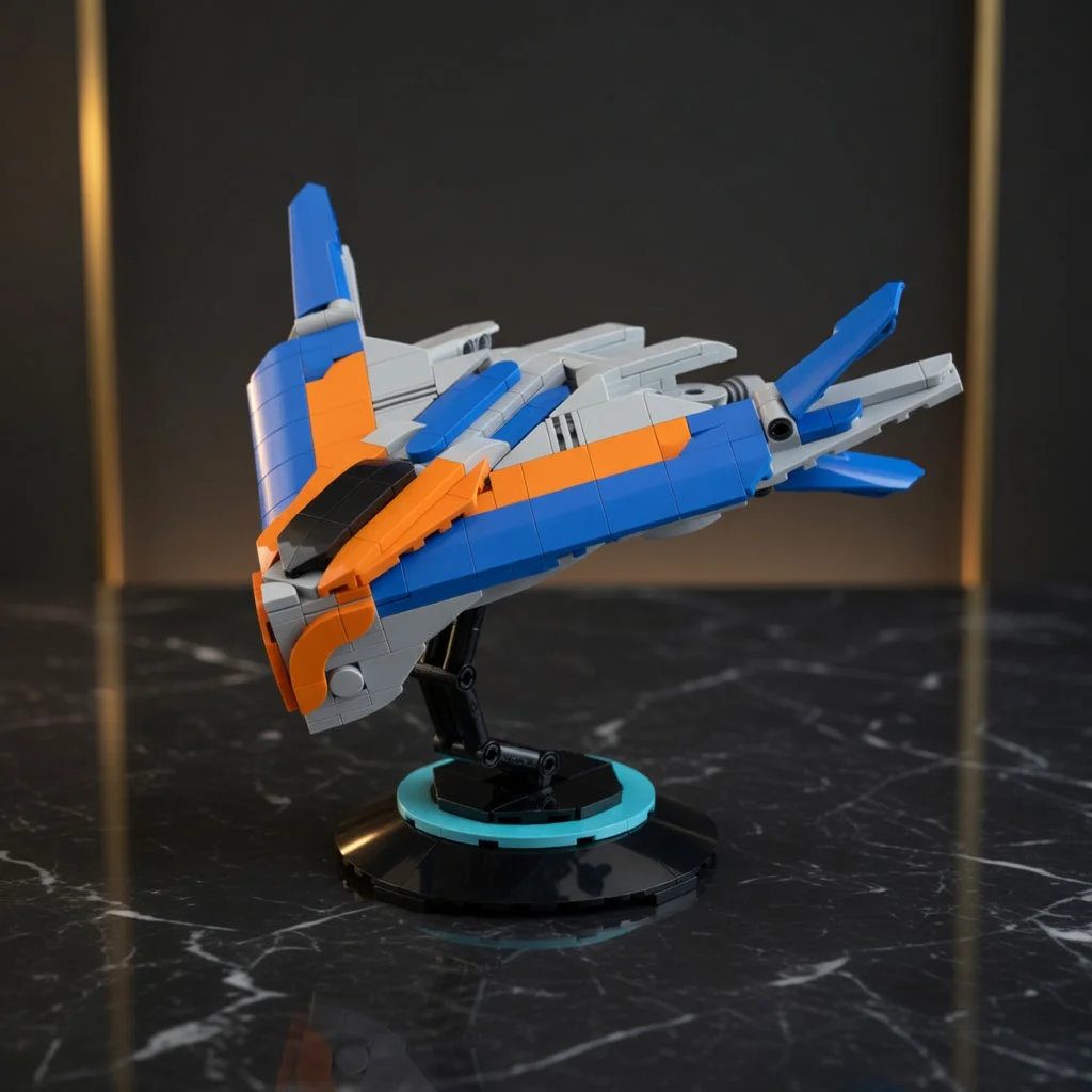 MOC Sci-Fi Spaceship Building Blocks Blue Orange Galaxy Explorer Bricks Set DIY Assembly Model Adult Collection Gift