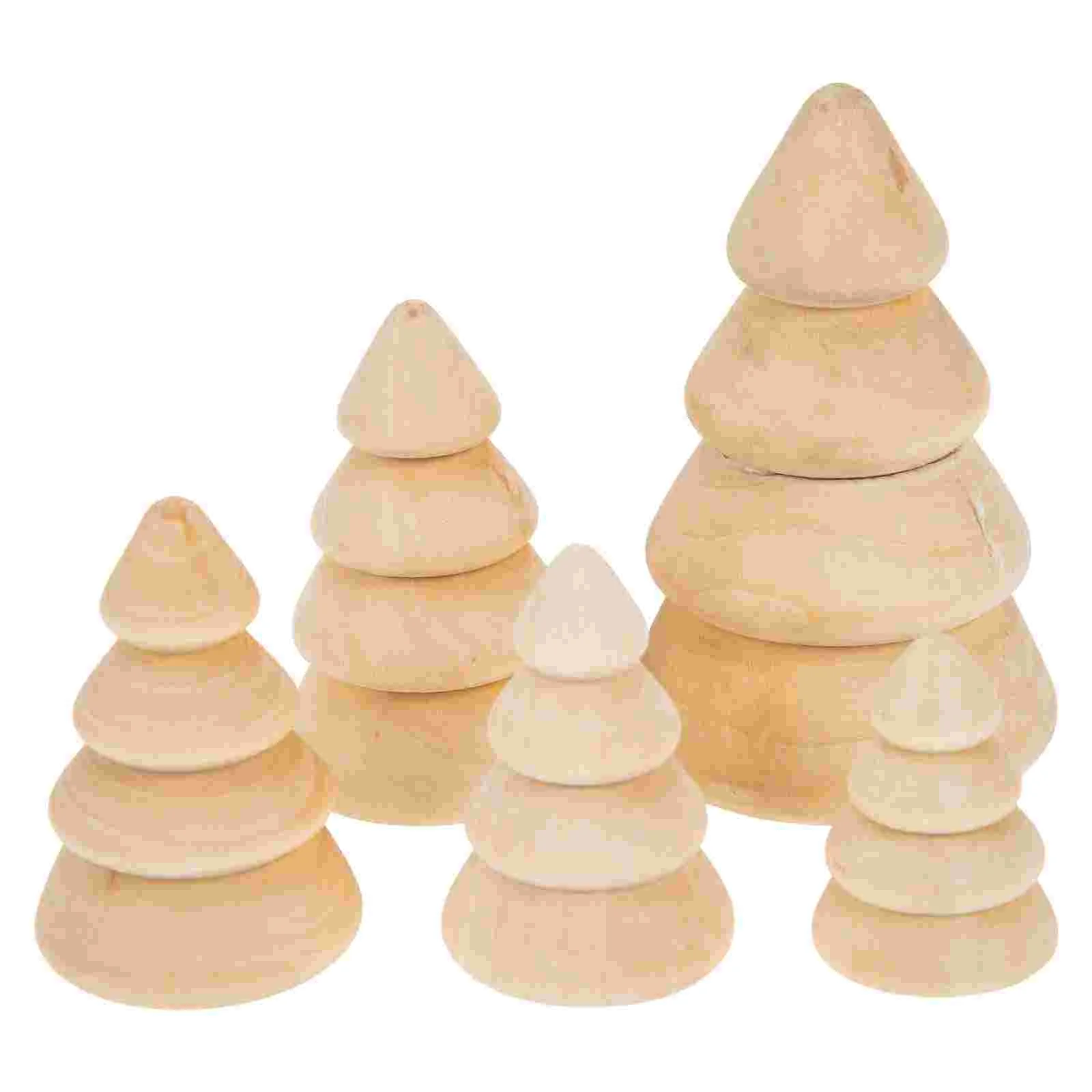 

5 Pcs Wooden Christmas Tree Xmas Adornment Scene Decor Creative Festival Ornament