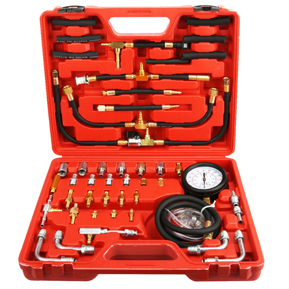 0-140PSI Fuel Injection Pump Pressure Tester Gauge Diagnostic Tools Kit,Engine Gasoline Tester Tool Set For Most of Cars TU-114