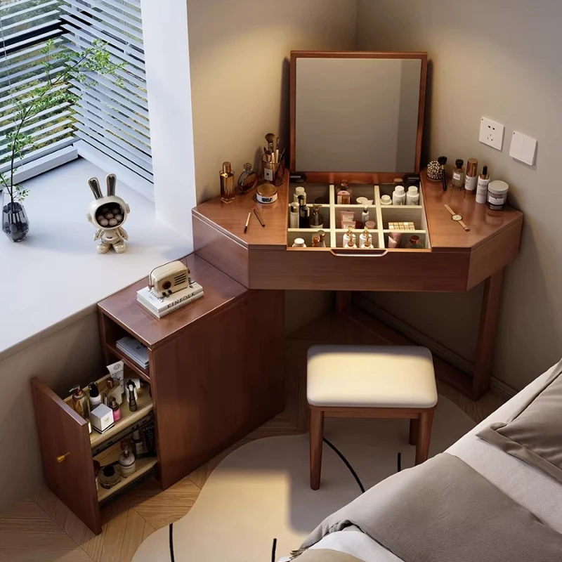 

Коричневый органайзер для туалетного столика с ящиками, эстетичный органайзер для спальни, современный компактный туалетный столик, мебель для дома