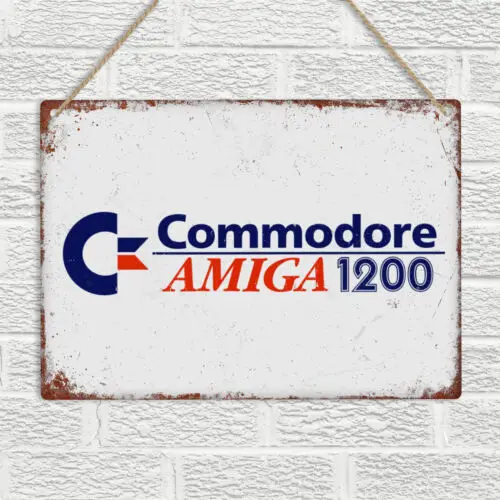 1w,Commodore AMIGA 1200 Logo Vintage Retro Metal estaño placa de pared ordenador nuevo cartel de estaño