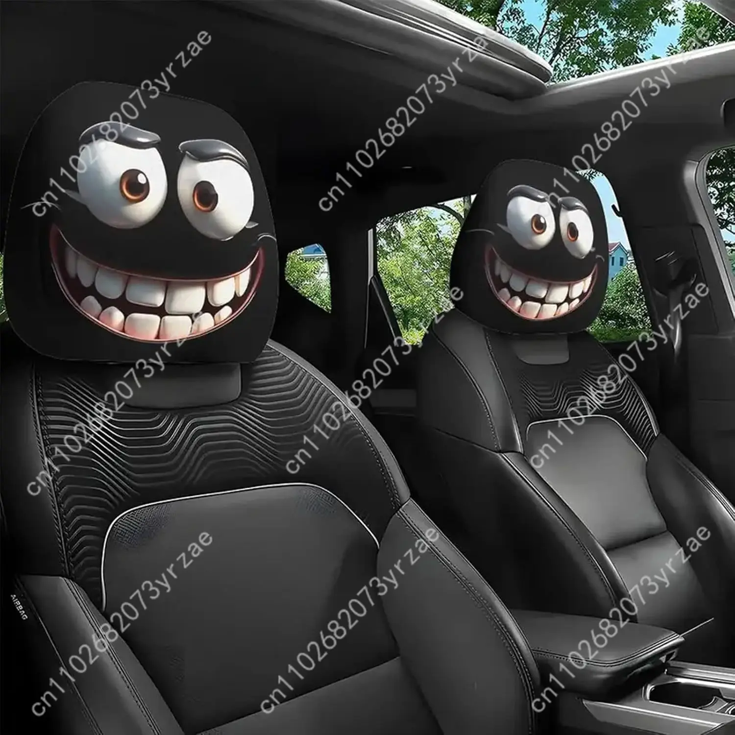 

4PCS Funny Cartoon Car Headrest Covers, Cute Funny Cartoon Eyes Car Headrest Covers, CarSeat Head Rest Protector for Auto Front