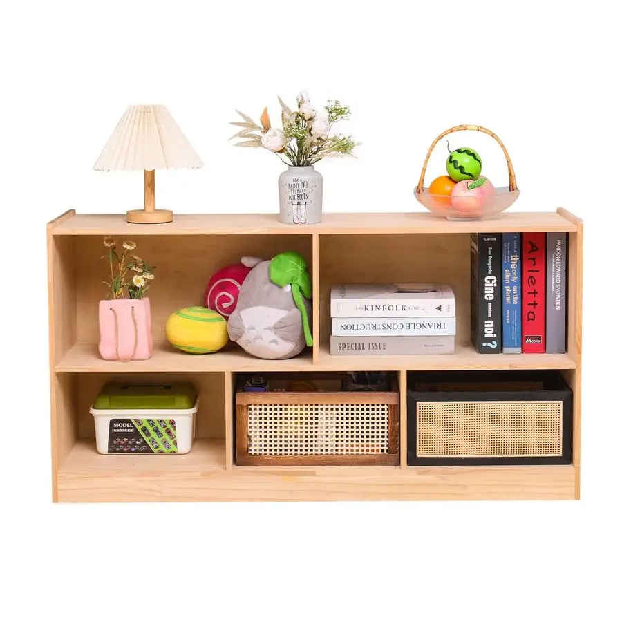 収納キャビネット、5セクションモンテッソーリシェルフ、子供用おもちゃ収納オーガナイザー本棚、子供部屋、教室、プレイルーム、保育園用、4