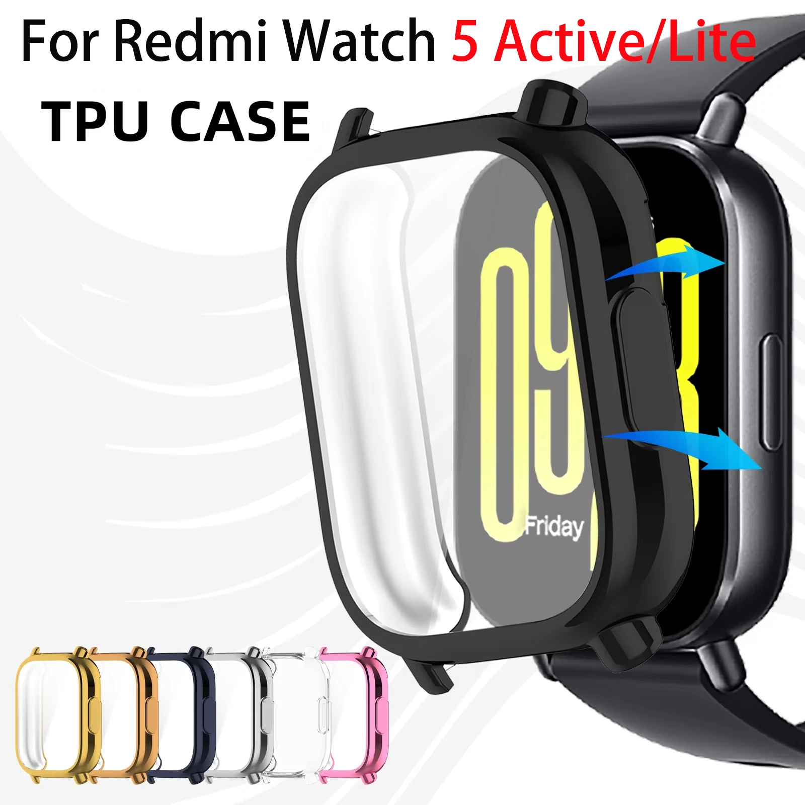 Case for Redmi Watch 5 Active/Lite Screen Protector Case Soft TPU All-Around Protective Bumper Cover Shell Accessories Watchcase