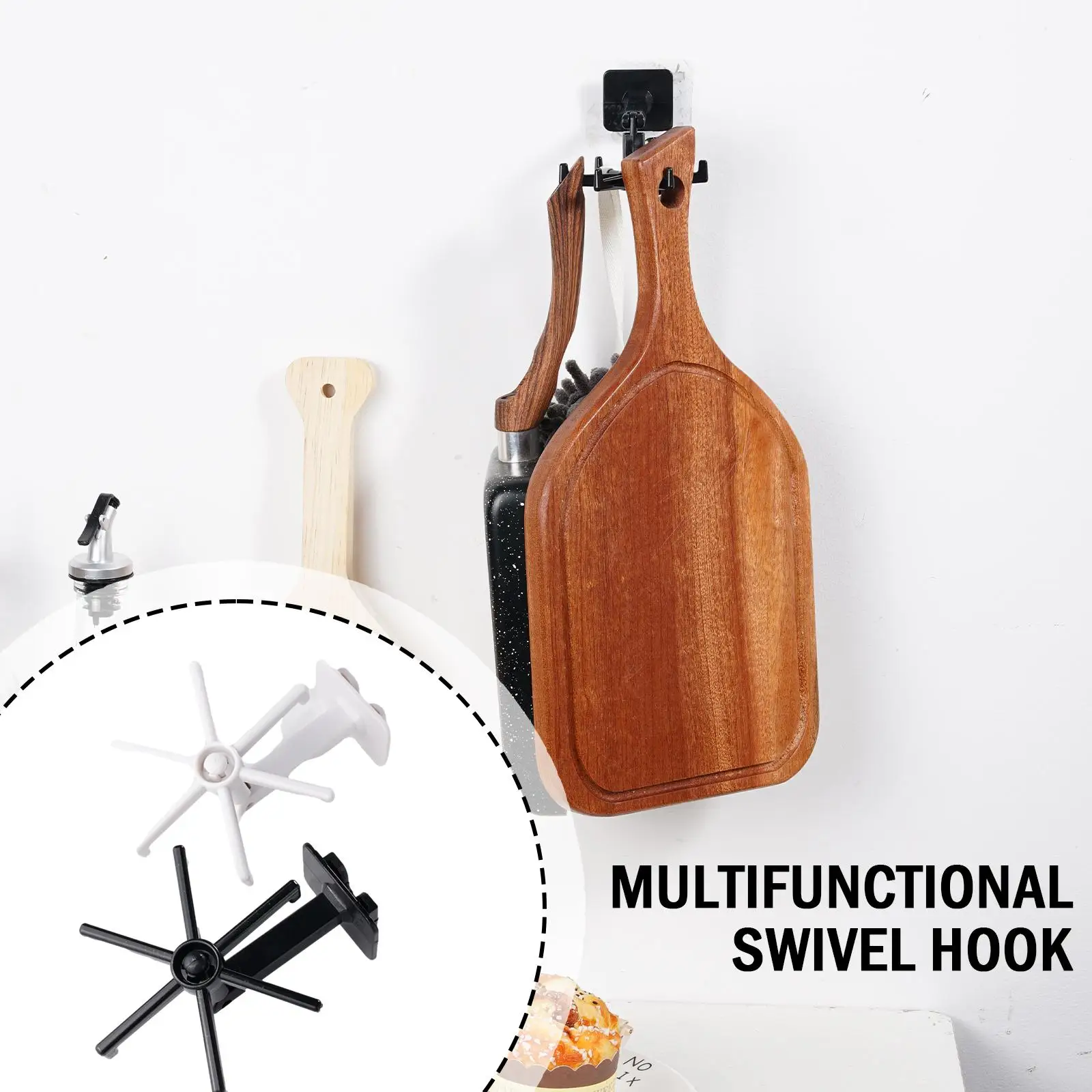 Multifunctional Rotating Hook Kitchen Storage 360-degree Hook Multi-scene Household Sticky Hook Punch-free Seamless Six-cla H4B9