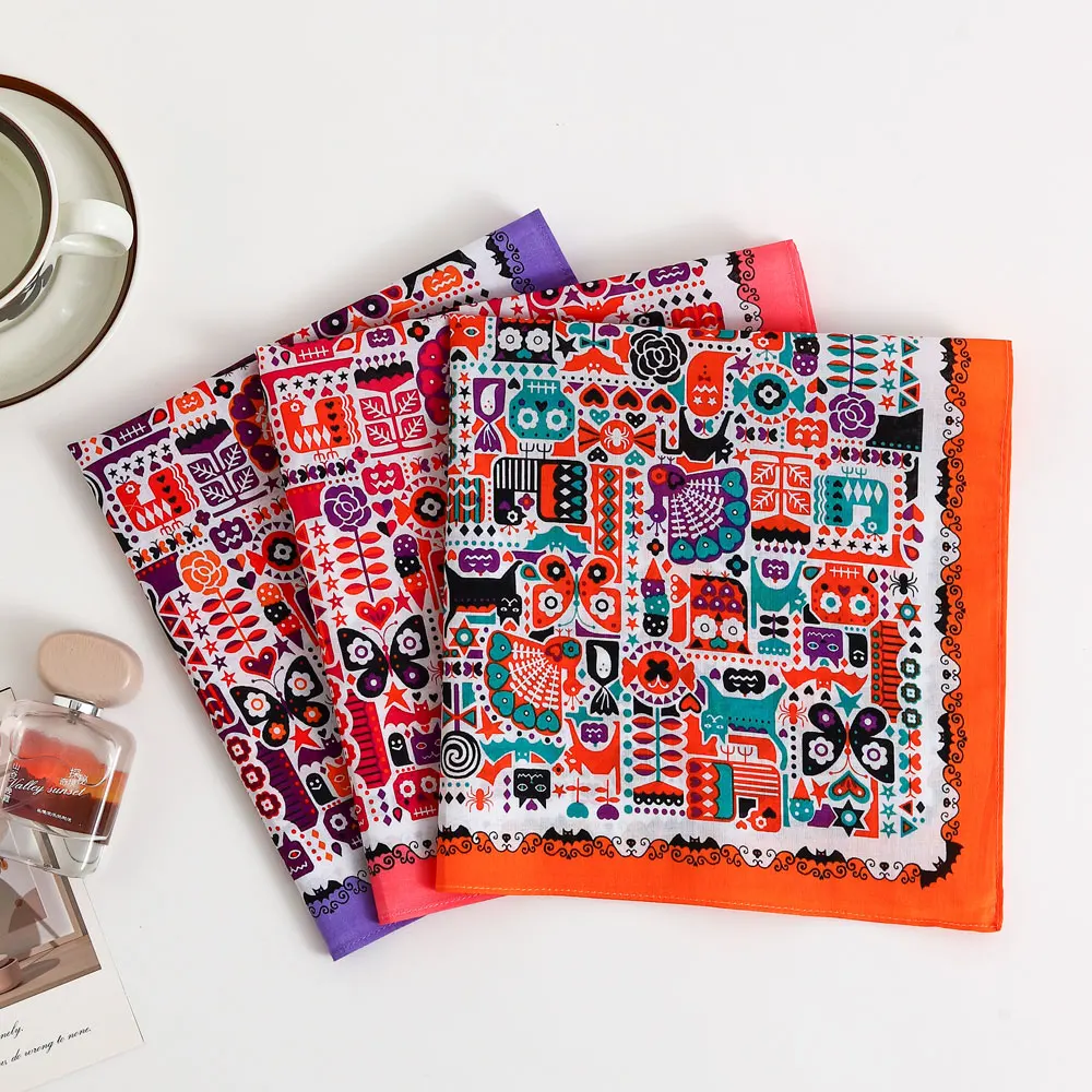 منديل نسائي مطبوع من القطن الخالص، منديل رقيق ماص للماء على الطراز القديم، منديل جيب للتذكاري لموسم الزفاف، رياضات خارجية