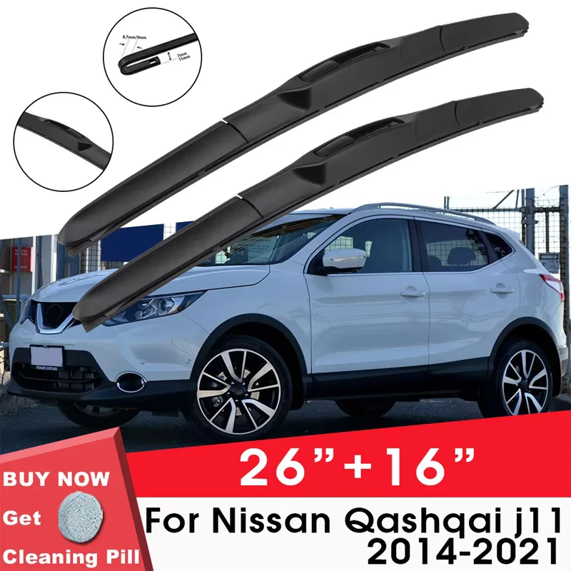 Car Wiper Blade Front Window Windshield Rubber Silicon Wiper For Nissan Qashqai j11 2014-2021 26