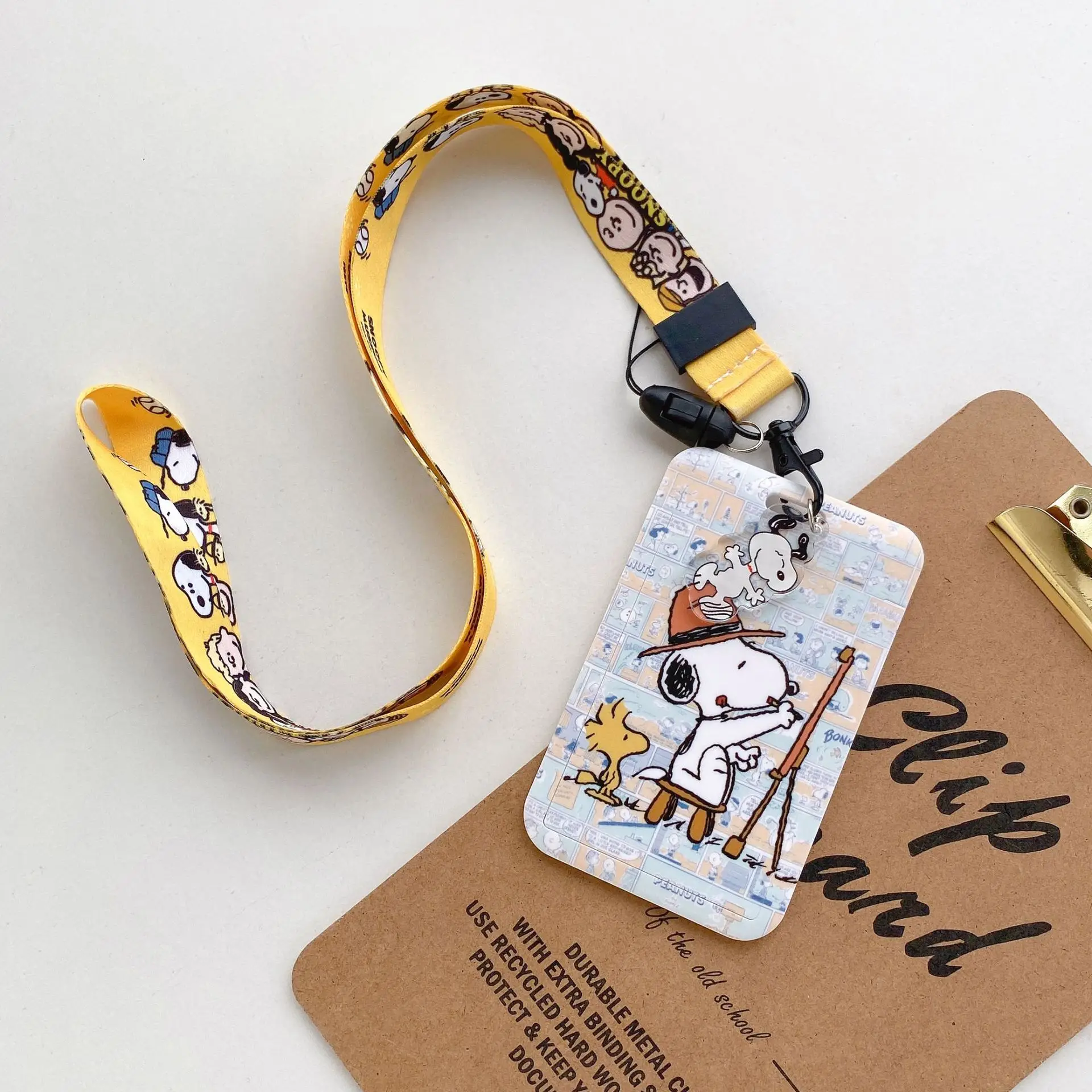 Anime Snoopy Student Campus Card Cover Document Id Bus Bank Access Control Card Case Accessory Hanging Rope Cute Children Gifts